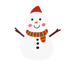 Cute snowman with red hat illustration
