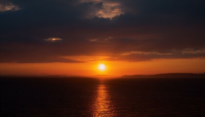 Naklejka premium A big sun rises under the dark sky