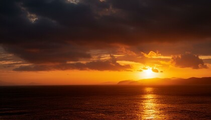 Fototapeta premium A big sun rises under the dark sky
