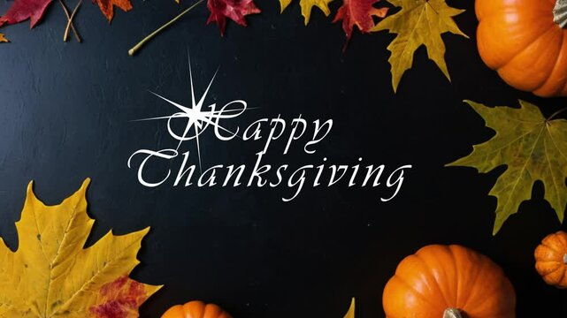 Happy Thanksgiving template with Pumpkins and mapple