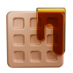 Waffle with Syrup 3d Render Icons