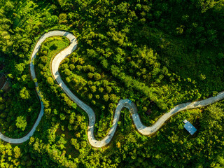 Aerial view of the road in the valley