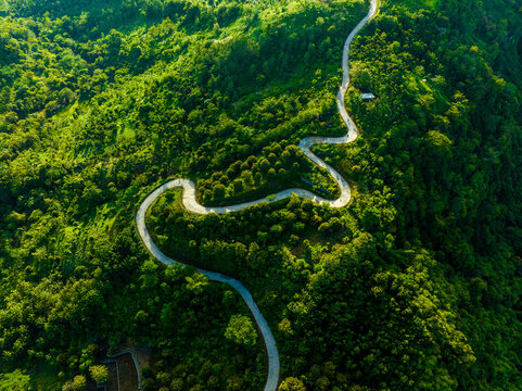 Aerial view of the road in the valley
