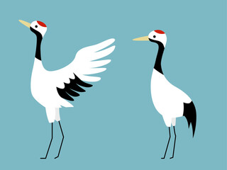 横向きの鶴のシンプルなイラスト素材