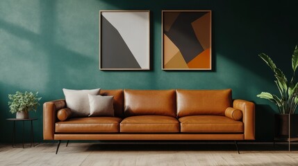 Leather Sofa in a Modern Living Room