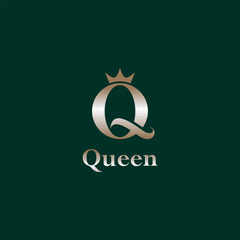 letter q gold queen icon logo design vector illustration