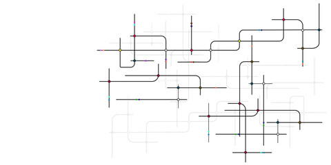 Vectors White Abstract geometric dots and lines connection circuit concept. Global communication technology background design