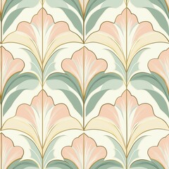 Elegant Art Deco Geometric Seamless Pattern in Soft Pastel Shades for Modern Design Projects and Home Decor Applications