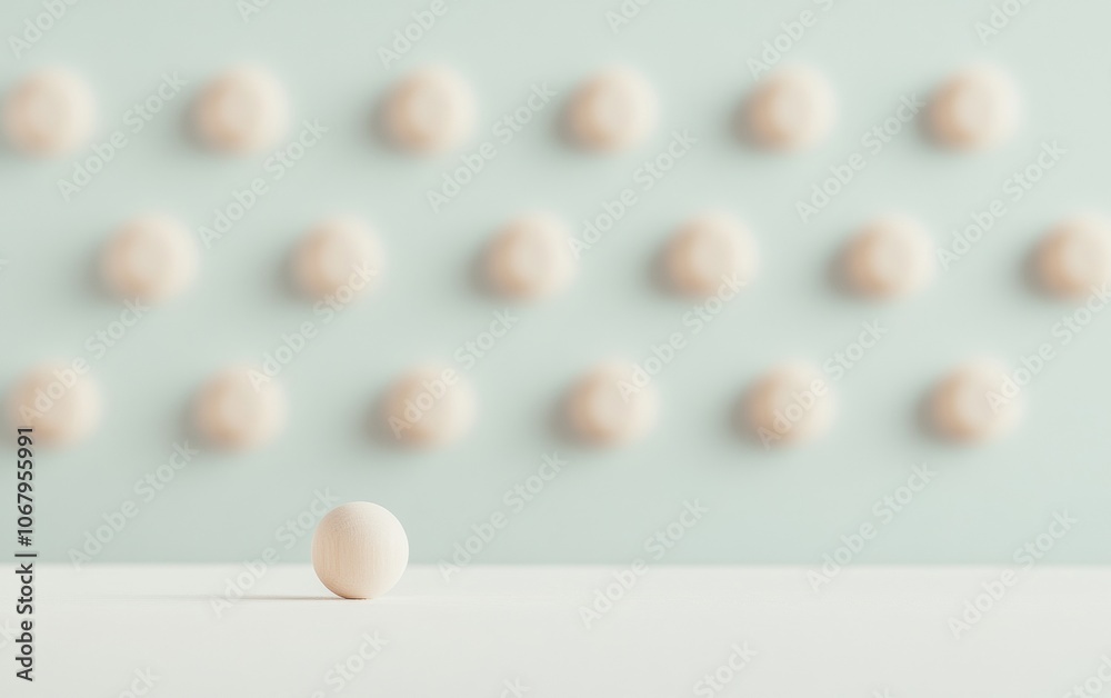 Aufkleber Minimalist Egg Sculpture on Soft Background Capturing Serene Art Vibes