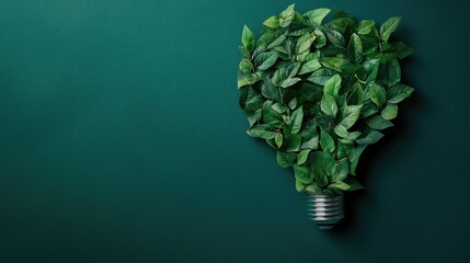 Green Leaves in Lightbulb Concept for Sustainability