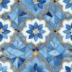 Seamless Classic Mosaic Tile Pattern Inspired by Mediterranean Designs for Interior or Exterior Decoration