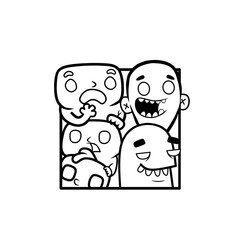 simple monster doodle vector 
