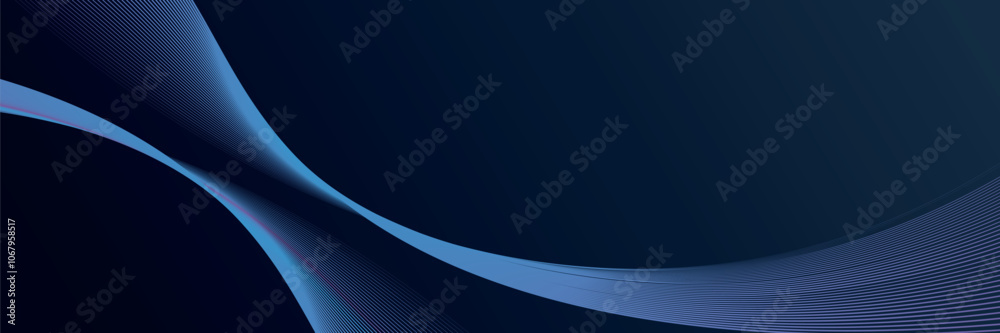 Canvas Prints abstract glowing wave lines on dark blue background. dynamic wave pattern. modern flowing wavy lines