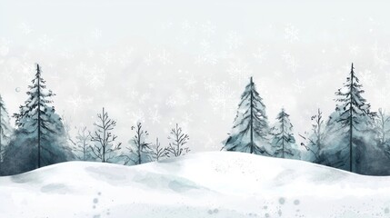 Fototapeta premium Winter's Embrace: A Snowy Abstract Watercolor Landscape