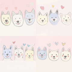 set of funny dogs