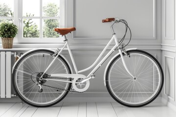 Fototapeta premium A modern bicycle with a sleek design, isolated on a white background. This stock photo represents fitness, transportation, and eco-friendly living, AI Generative