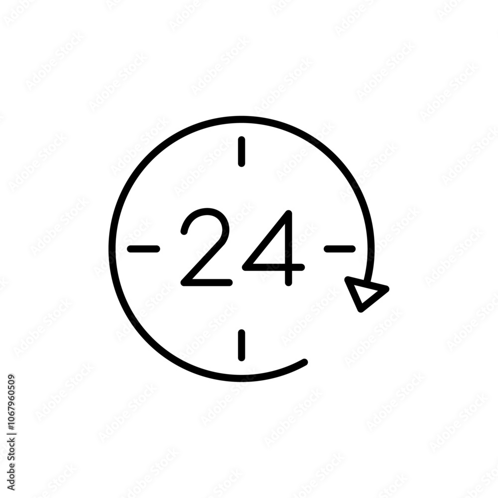 Poster 24 Hrs icon Outline vector for web ui