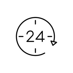 24 Hrs icon Outline vector for web ui