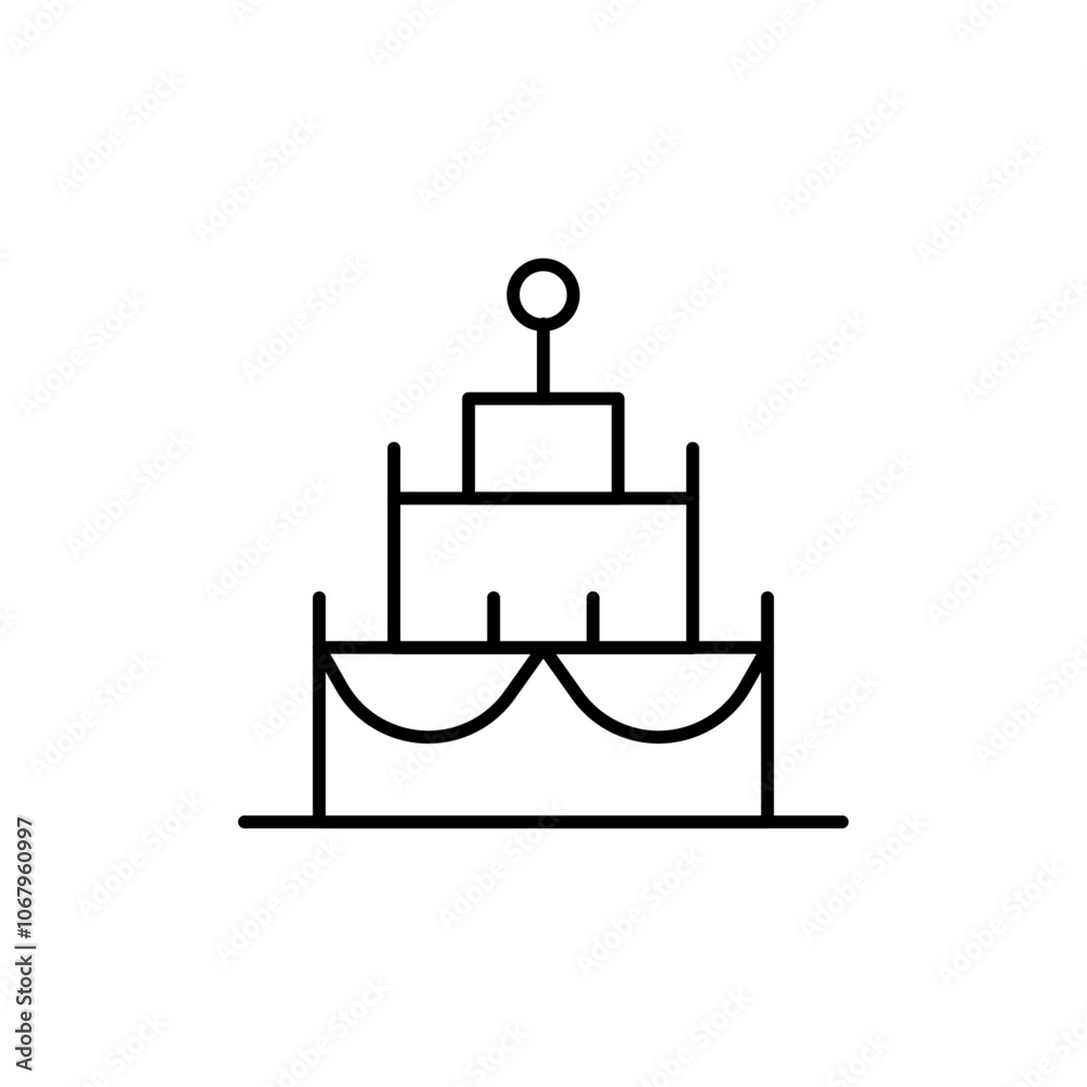 Poster birthday cake icon outline vector for web ui