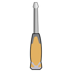 Flathead Screwdriver with a yellow handle, work, labor, construction, husband for an hour, flat design, simple image, cartoon style. 