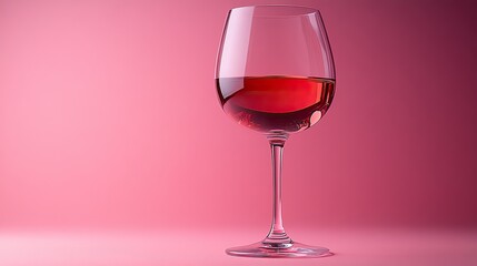 Rose wine glass on a pink background, perfect for wine tasting or party themes, featuring the peach fuzz color of the year.