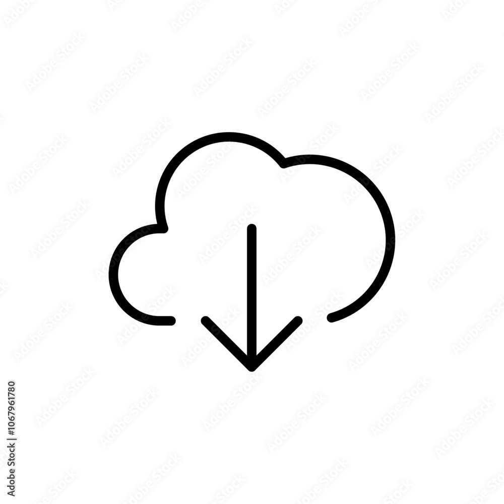 Poster cloud download icon outline vector for web ui