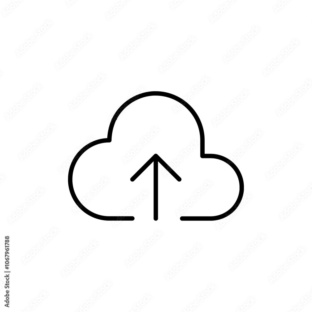 Poster Cloud upload icon Outline vector for web ui