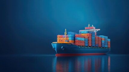 Obraz premium Cargo Ship at Sea.