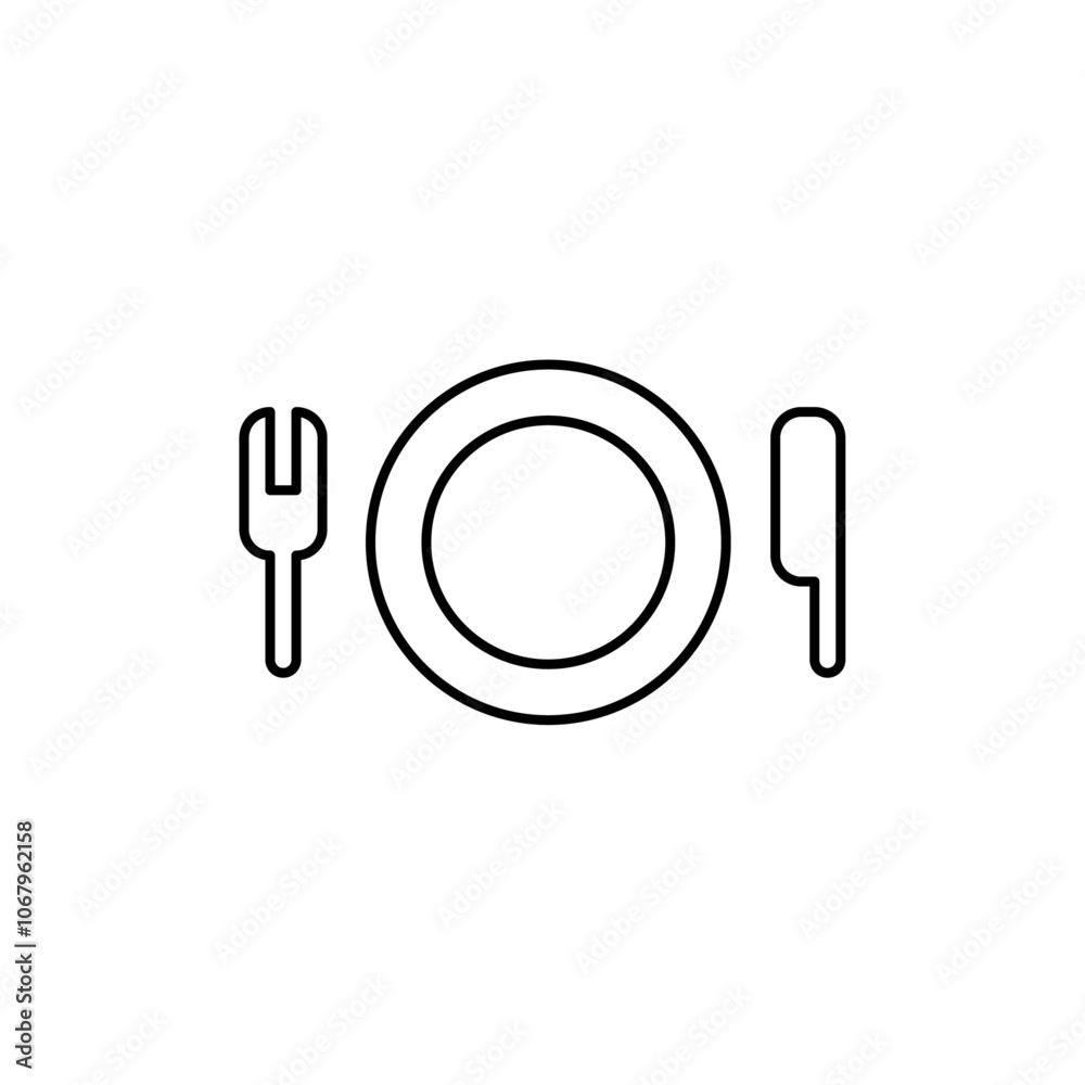 Poster cutlery icon outline vector for web ui