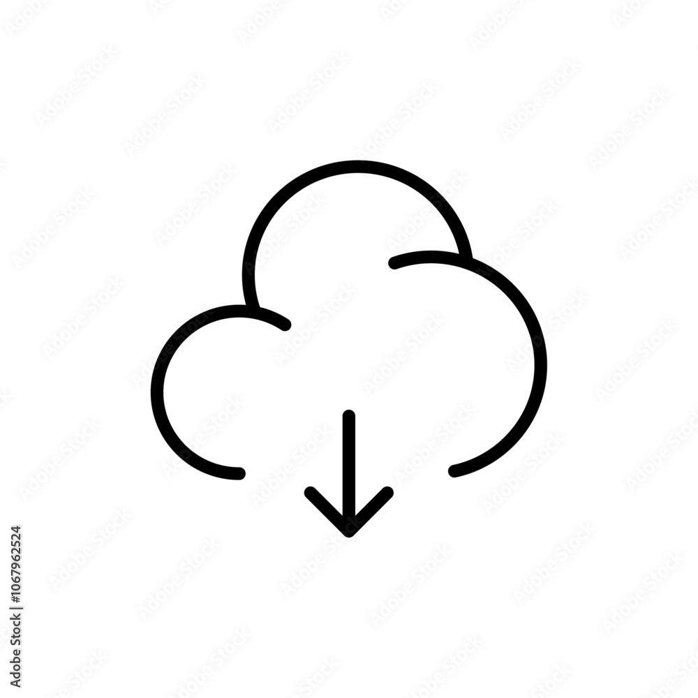 Poster download from cloud icon outline vector for web ui