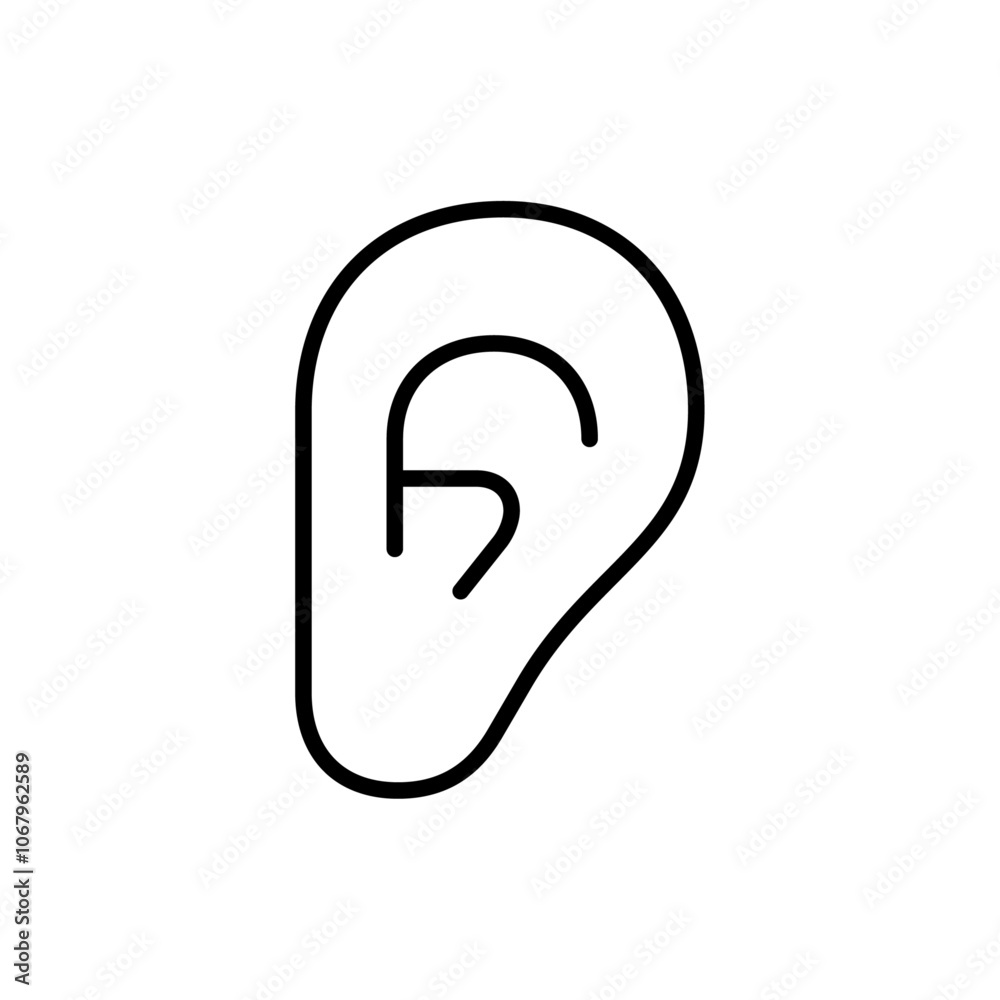 Poster Ear icon Outline vector for web ui