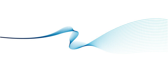 Abstract vector wavy lines flowing smooth curve colorful blue gradient on transparent background in concept of technology, science, music, modern.