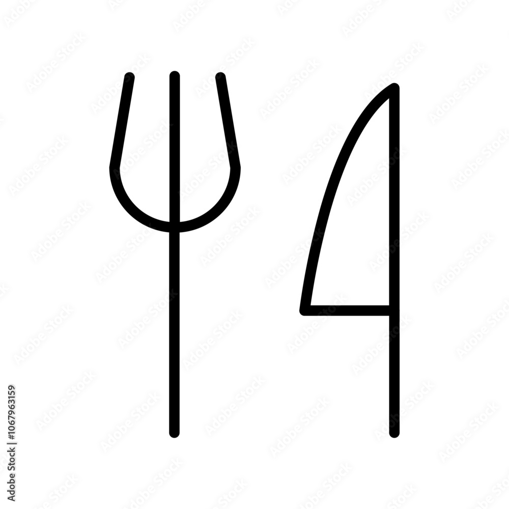 Aufkleber Fork and Knife icon Outline vector for web ui