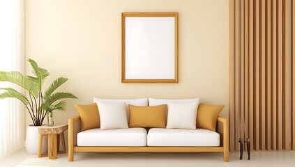 Fototapeta premium Modern Living Room Interior Design with Couch and Frame