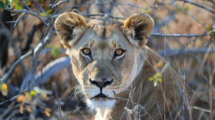 Obraz premium Majestic Gaze: Close-Up Portrait of a Lion