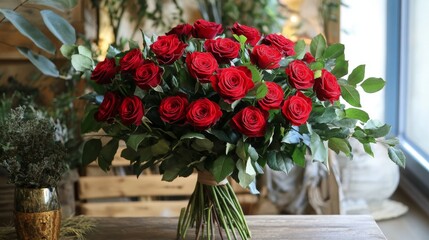 beautiful bouquet of red roses