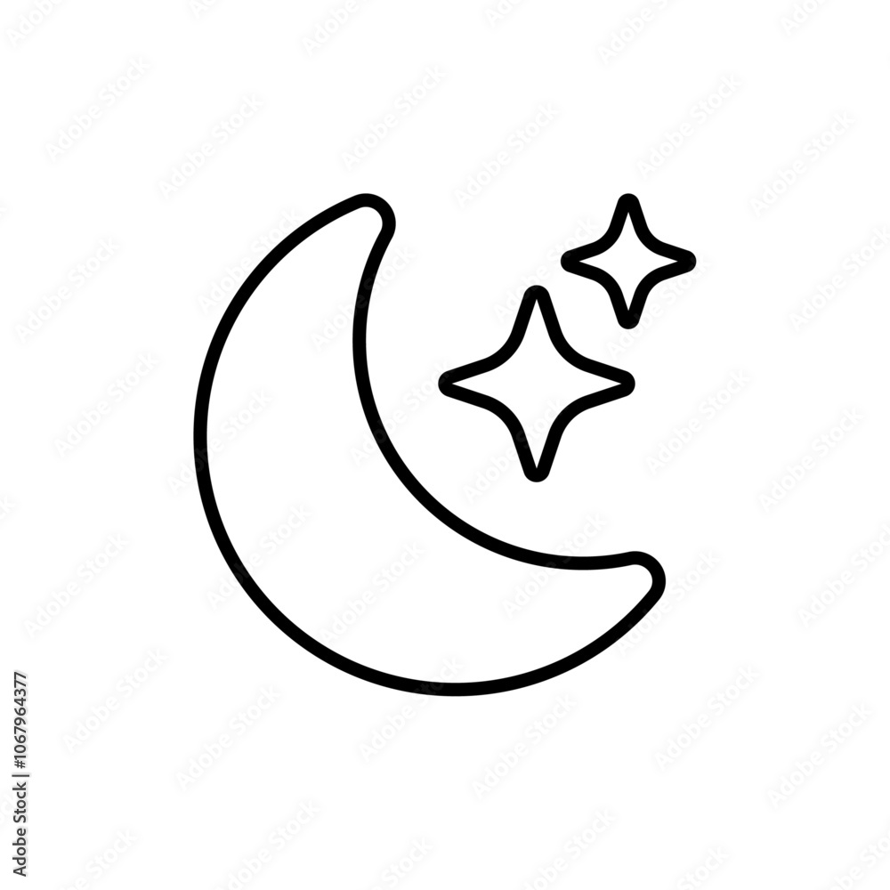 Poster Moon icon Outline vector for web ui
