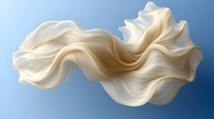 Abstract 3D Illustration - Flowing Creamy White  Form