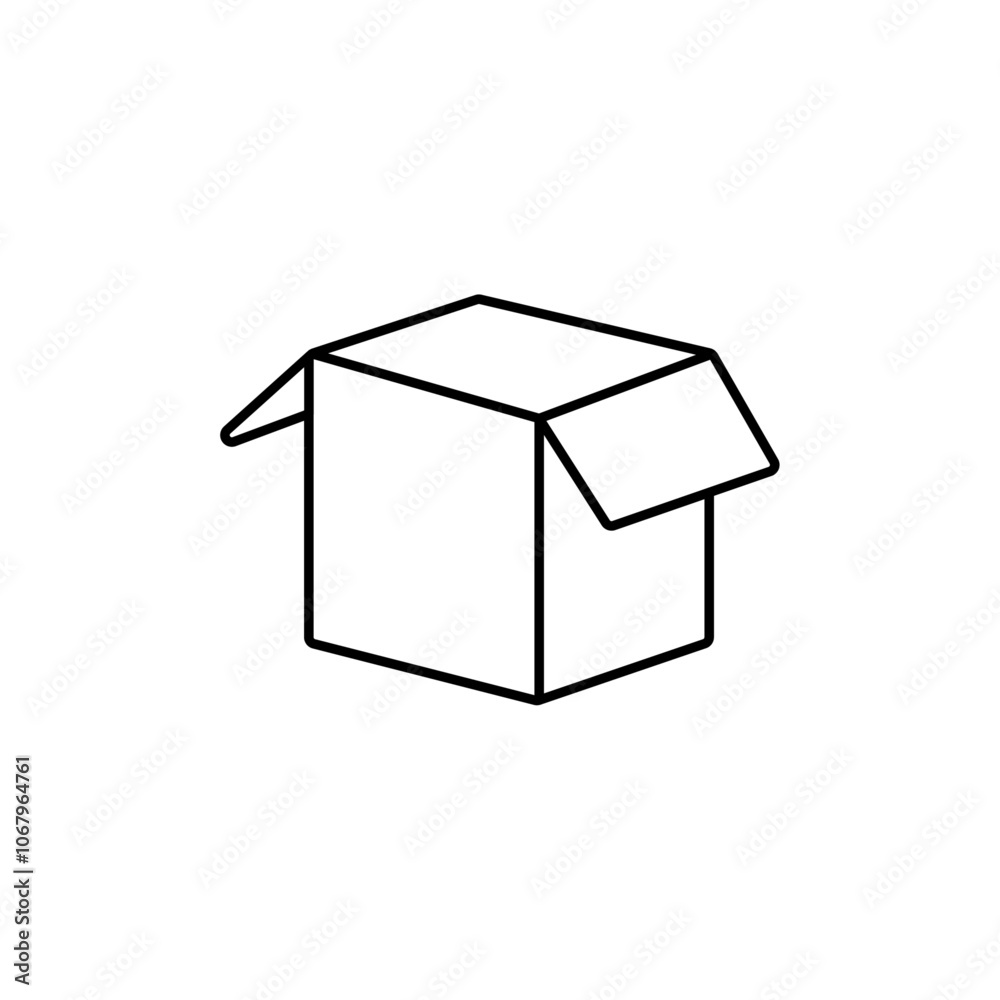 Aufkleber Open box icon Outline vector for web ui