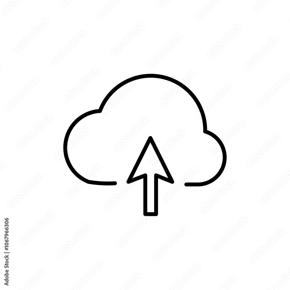 Poster Upload to Cloud icon Outline vector for web ui