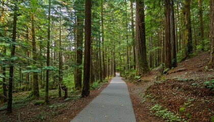 Fototapeta premium A bike trail leading through lush trees