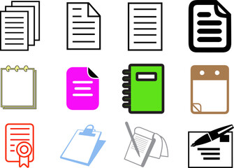 illustration vector graphic of papers, letters, and notebooks