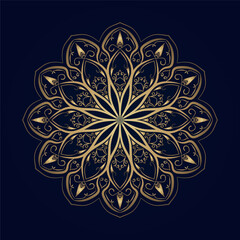 golden mandala ornament, round decorative design