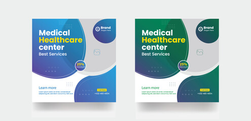 Clinic doctor social media medical healthcare service square dental banner ads post or flyer template