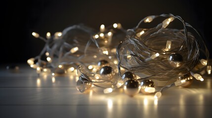 Warm White Christmas Lights on Neutral Background