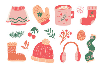 Cute Colorful Winter Clip Art Illustration