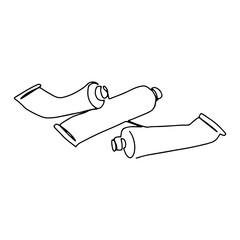 Paint Tolls Brush Tube Vector Line Art Decoration