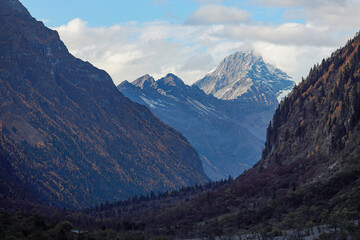 Landscape of Siguniang mountain or Four girls mountains with ,located in the Aba Tibetan and Qing Autonomous Prefecture in western Sichuan of China.