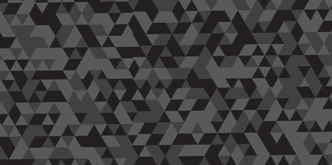 Abstract geometric black and gray background seamless mosaic diamond low polygon triangle texture wallpaper. Triangle shape retro wall grid pattern geometric ornament tile vector square element.