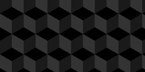 Fototapeta premium Dark black geometric cube creative concept triangle overlap square technology background. digital cubes fabric and wallpaper grid block texture background.